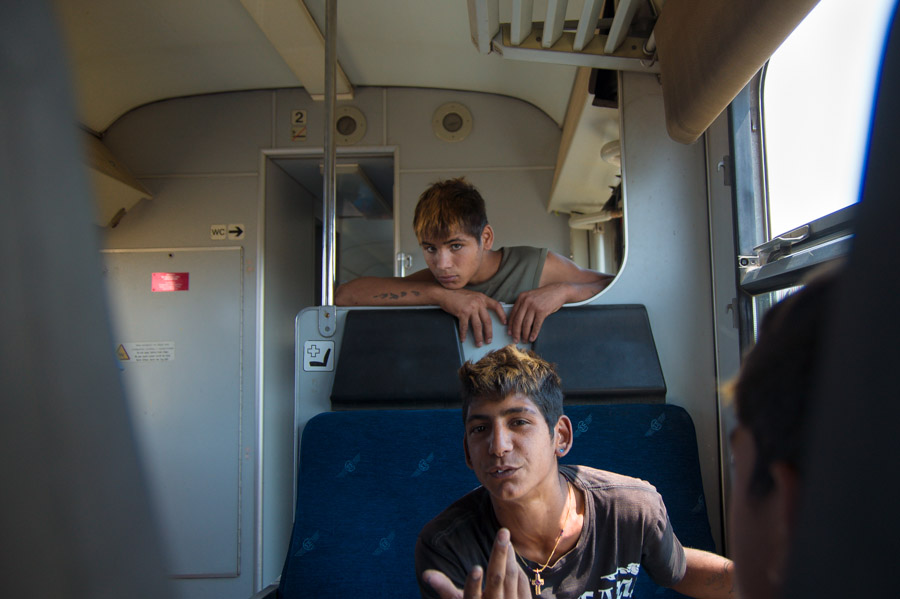 Kids on train wagon