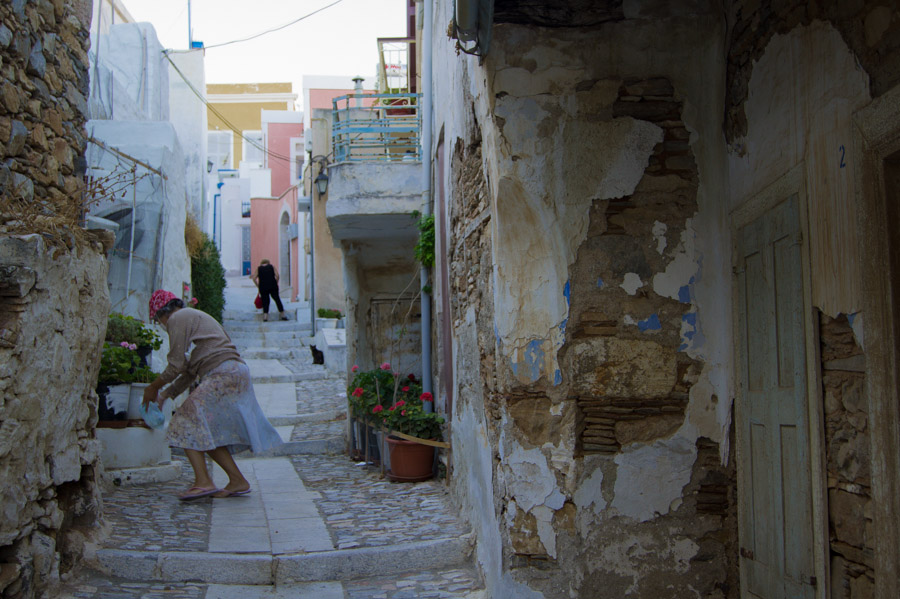 Women at streets of Ano Syra, Syros, Greece, 2012